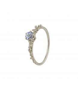 Platinum Coral Texture Blue Sapphire Solitaire Ring Product Photo