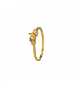 Gold Plate Starfish Stacking Ring with Aquamarine Product Photo