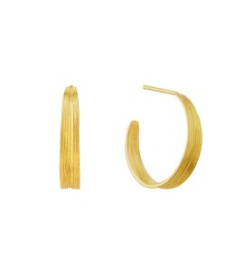 18ct Yellow Gold Grassblade Mid Size Hoops Product Photo