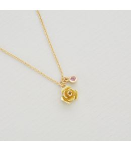 Teeny Tiny Rose Necklace with Pink Sapphire