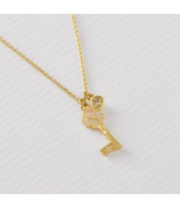 Teeny Tiny Key Necklace with Lemon Yellow Sapphire