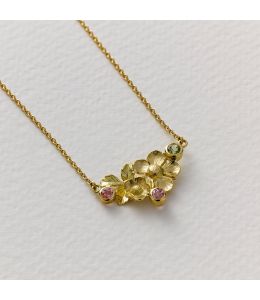 Strawberry Blossom In-line Necklace with Bezel Set