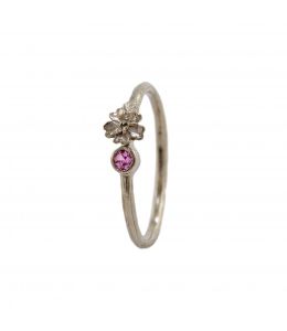 18ct White Gold Delicate Ring with Wild Rose Iced Plum Sapphire Product Photo