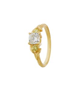 Oat Seed Trilogy Ring with White Diamond and Two Natural Yellow Diamonds Product Photo