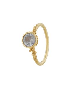 Ocean Coral Ring with Bezel Set Ice Blue Round Silky Sapphire  | Product Shot