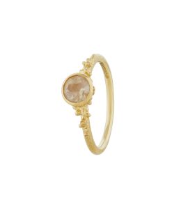 Ocean Coral Ring with Bezel Set Yellow Round Silky Sapphire | Product Photo