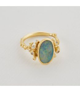 Underwater Coral Ring with 2ct Opal Cabochon 