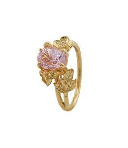 Pale Pink Oval Sapphire Floral Ring Product Photo