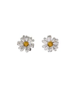 Silver & Gold Plate Little Daisy Stud Earrings Product Photo