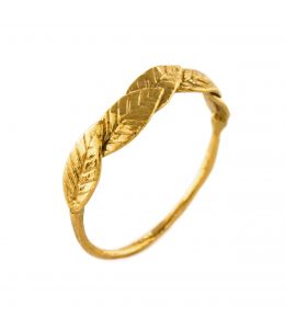 Gold Plate Bird of Paradise Leaf Ring on Paper