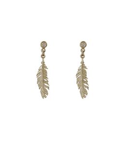 18ct White Gold Plume & Champagne Diamond Drop Earrings Product Photo