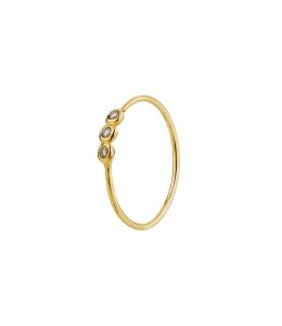 18ct Yellow Gold Triple Champagne Diamond Cup Ring Product Photo