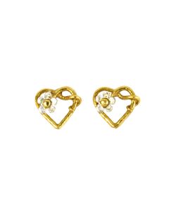 Silver & Gold Plate Posy Heart Stud Earrings on Paper