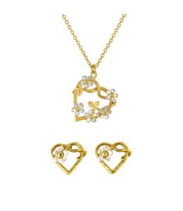 Posy Heart Necklace and Earring Gift Set