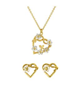 Posy Heart Necklace and Earring Gift Set
