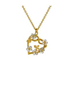 Silver & Gold Plate Posy Heart Necklace Product Photo