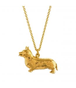 Gold Plate Corgi Necklace on Paper