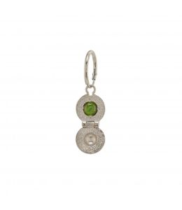 Silver Cannonball Single Opening Earring with Hidden Green Tourmaline Product Photo