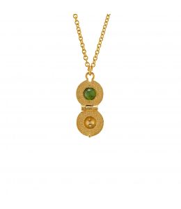 Gold Plate Cannonball Opening Necklace with Hidden Green Tourmaline Product Photo