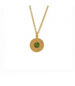 Gold Plate Iris Reversible Disc Green Tourmaline Necklace Product Photo