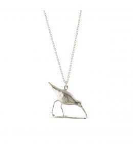 Silver Wading Curlew Necklace on Paper