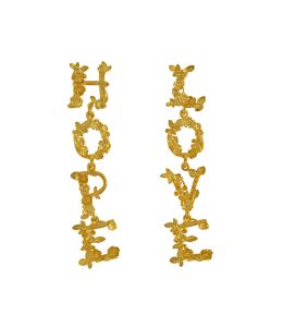 Gold Plate L O V E & H O P E Asymmetric Drop Earrings Product Photo