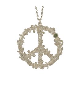 Silver Flower-Power Peace Sign Necklace Product Photo