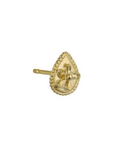 Gold Plate Teardrop Ex-voto Flower Single Stud Earring Product Photo