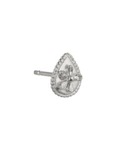 Silver Teardrop Ex-voto Flower Single Stud Earring Product Photo