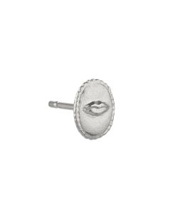 Silver Oval Ex-voto Lips Single Stud Earring Product Photo