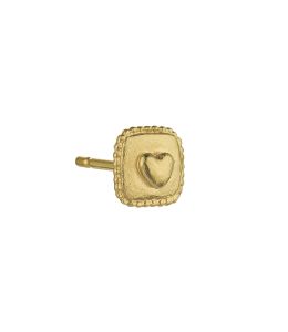 Gold Plate Square Ex-voto Heart Single Stud Earring Product Photo
