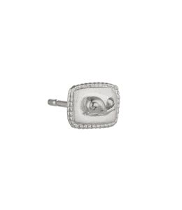 Silver Rectangular Ex-voto Snail Single Stud Earring Product Photo