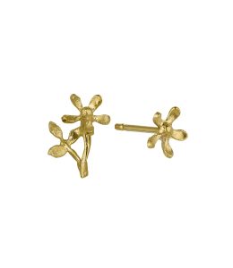 Gold Plate Asymmetric Growing Flower Stud Earrings Product Photo