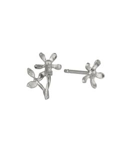 Silver Asymmetric Growing Flower Stud Earrings Product Photo