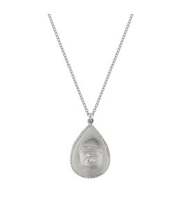 Silver Sense of Sight Eye Pendant Necklace Engraved with Dew Drops on Reverse Product Photo