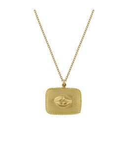 Gold Plate Sense of Taste Lips Pendant Necklace Engraved with Strawberries on Reverse Product Photo