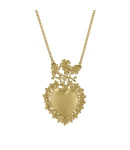 Floral Sacred Heart Necklace Product Photo