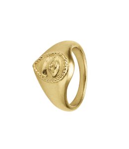 Gold Plate Sense of Sight Eye Teardrop Signet Ring Product Photo