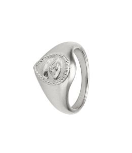 Silver Sense of Sight Eye Teardrop Signet Ring Product Photo