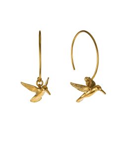 Gold Plate Hummingbird Hoop Earrings Product Photo
