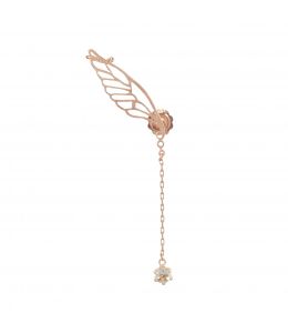 Small Single Dragonfly Wing Ear-Cuff with Chain Linked Stud Product Photo