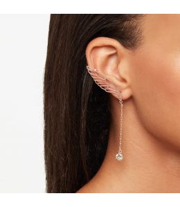Small Single Dragonfly Wing Ear-Cuff with Chain Linked Stud