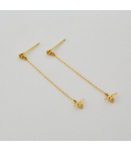Canary Sapphire Stud Earrings with Fine Chain Bee Drops