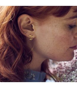 Floral Bloom Stud Earrings with Bee Drops