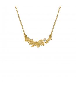 18ct Yellow Gold Floral Curve Diamond Necklace Product Photo