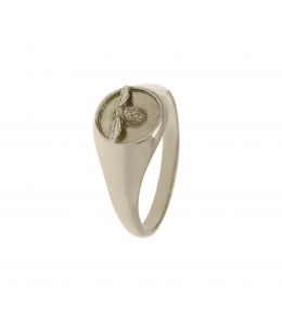 18ct White Gold Signet Ring with Isty Bitsy Bee Product Photo