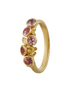 18ct Yellow Gold Beekeeper Nectar Ring with Five 'Hot House' Sapphires Product Photo