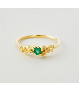 Beekeeper Garden Ring with South African Emerald Gemstone
