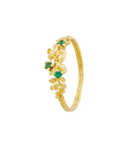18ct Yellow Gold Beekeeper Twist Ring with 3 South African Emerald Gemstone Product Photo
