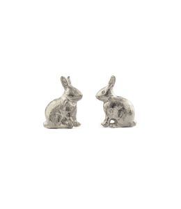 Silver Sitting Bunny Stud Earrings on Paper